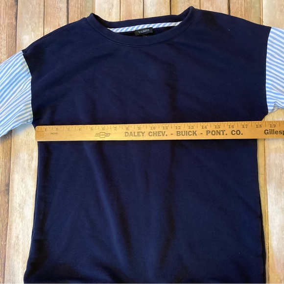 TALBOTS Women’s Navy Blue Contrasting Blue & White Striped Long Sleeves S Top - Picture 3 of 9